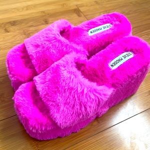 Pink Steve Madden Fluffy Platforms